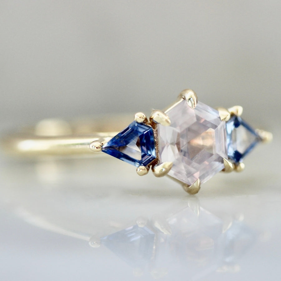Lavender Sorbet Hexagon Cut Sapphire Ring