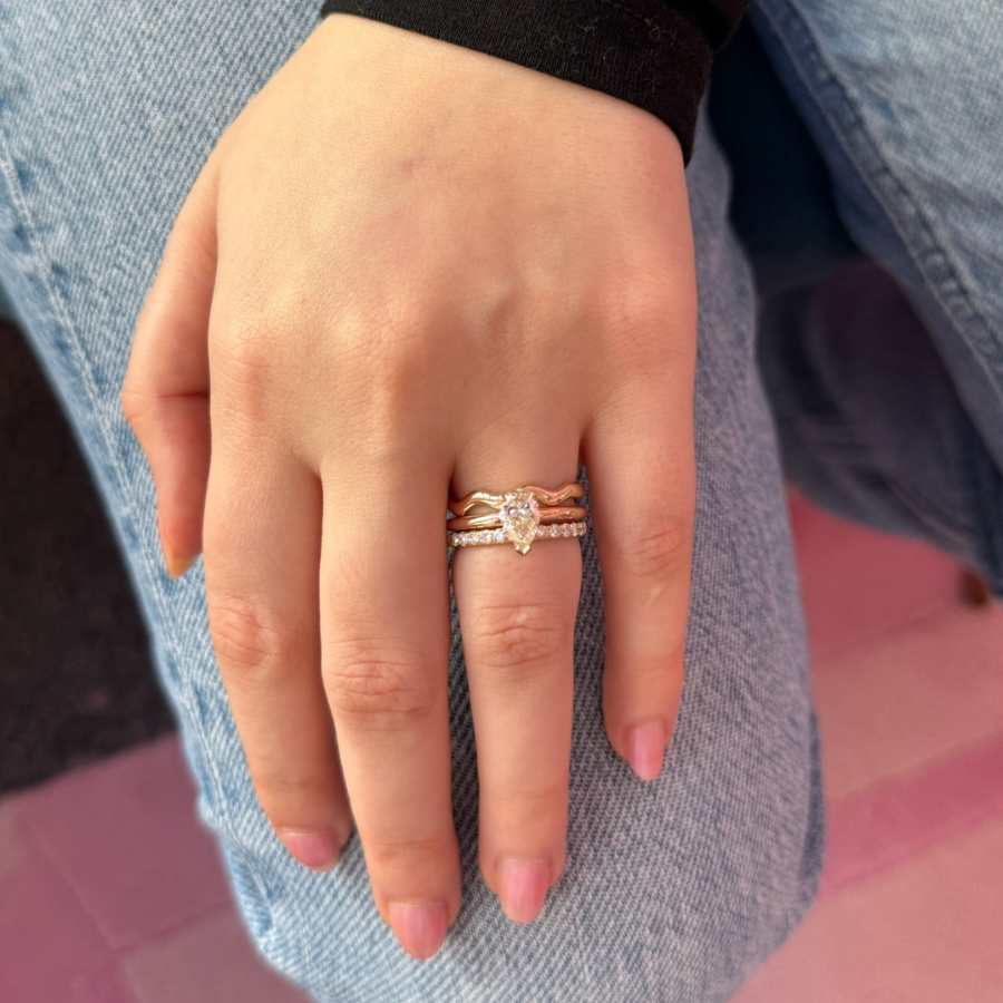 Pear Shaped Light Champagne Diamond Ring