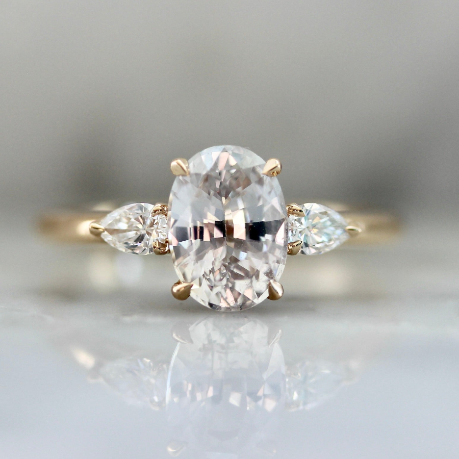 Joanna Spicer Light pink oval cut sapphire  and diamond engagement ring