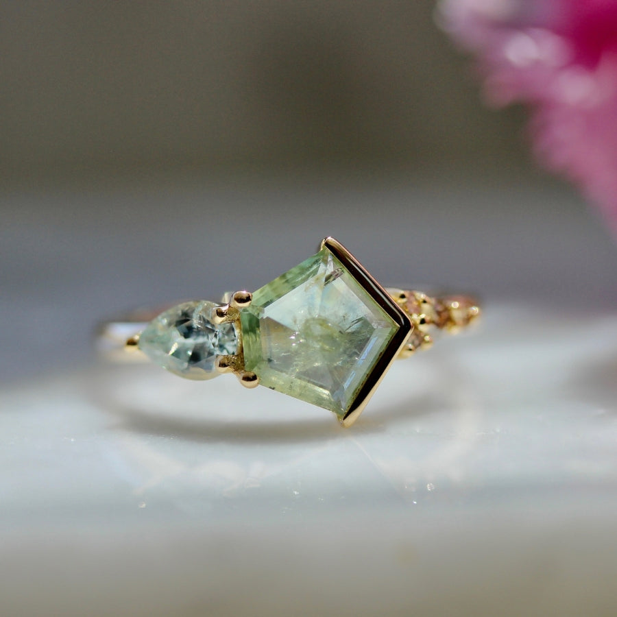 
            Lime Gelato Geo Rose Cut Montana Sapphire Ring