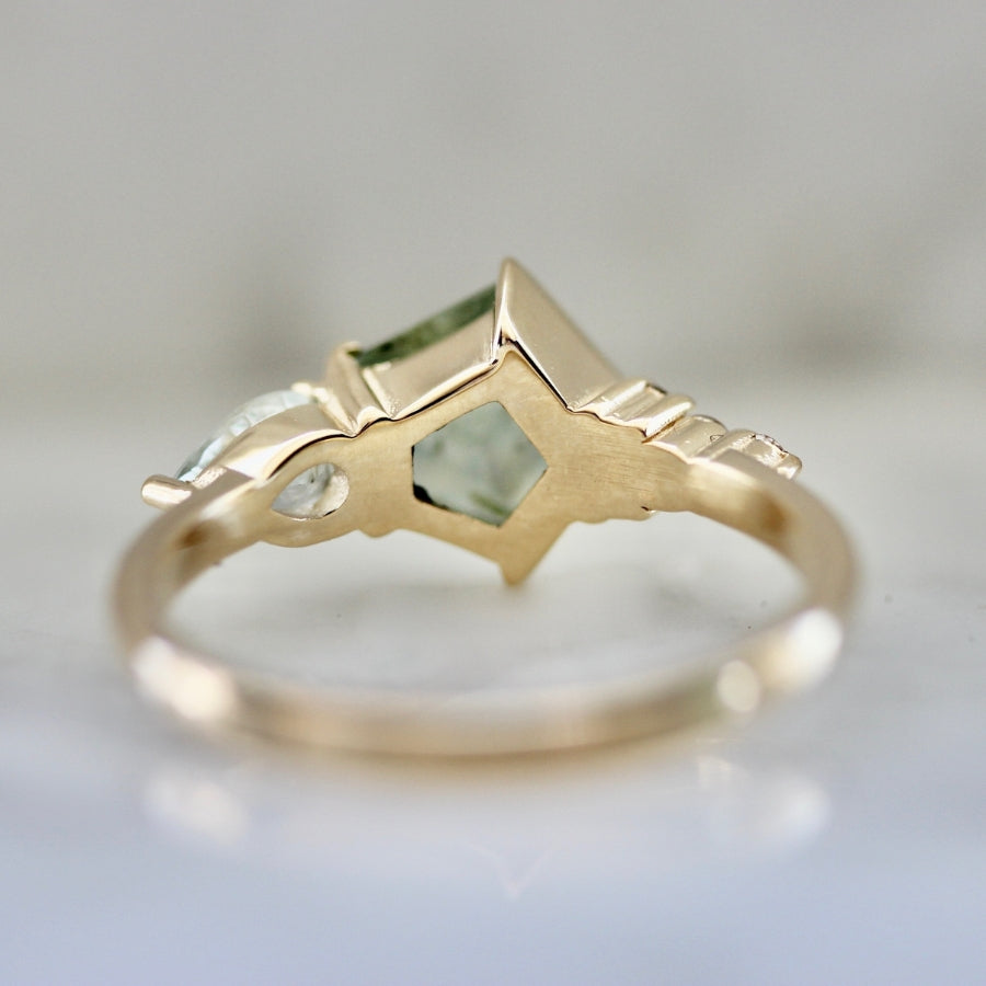 Lime Gelato Geo Rose Cut Montana Sapphire Ring