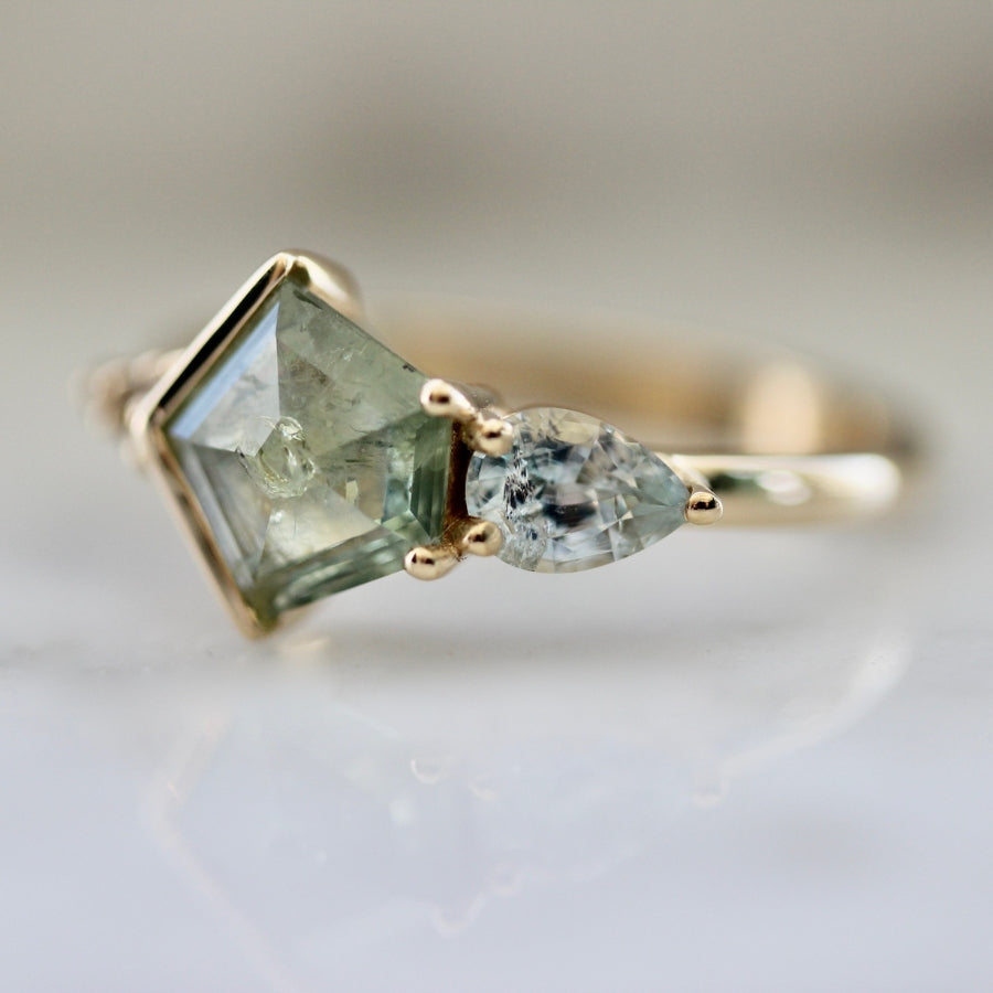 Lime Gelato Geo Rose Cut Montana Sapphire Ring