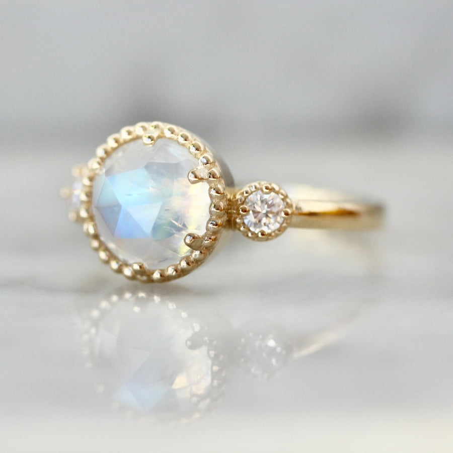 
            Love Potion Round Rose Cut Moonstone Ring