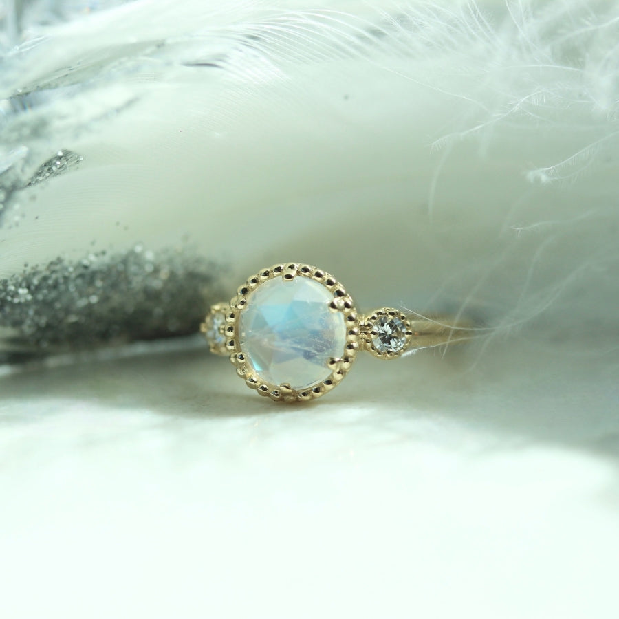 
            Love Potion Round Rose Cut Moonstone Ring