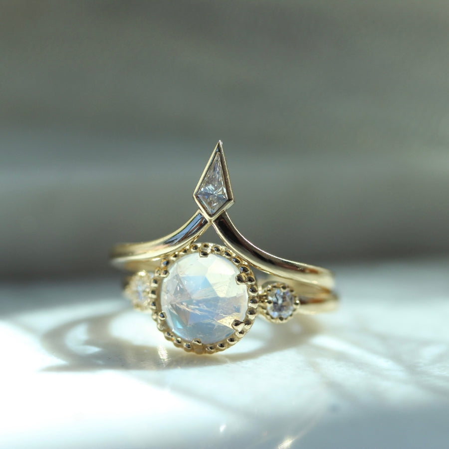 
            Love Potion Round Rose Cut Moonstone Ring