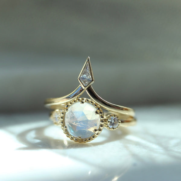 Love Potion Round Rose Cut Moonstone Ring