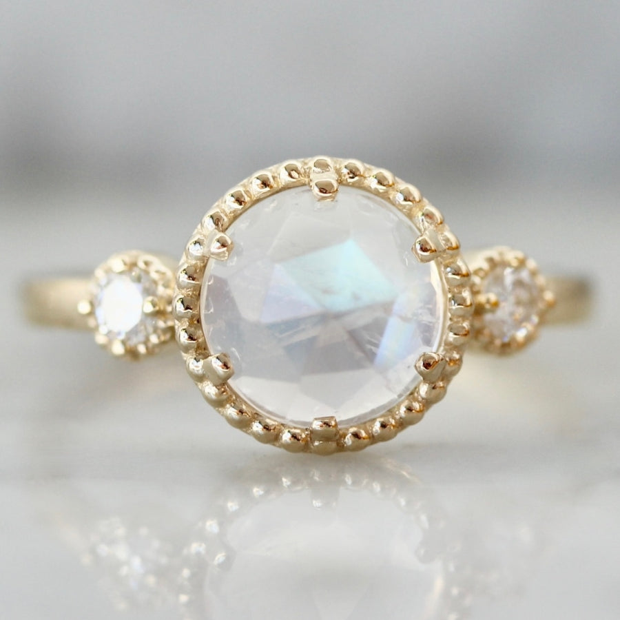 
            Love Potion Round Rose Cut Moonstone Ring