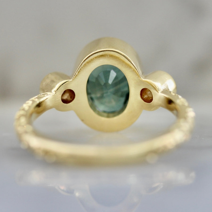 Lucky Charm Green Oval Cut Sapphire Ring