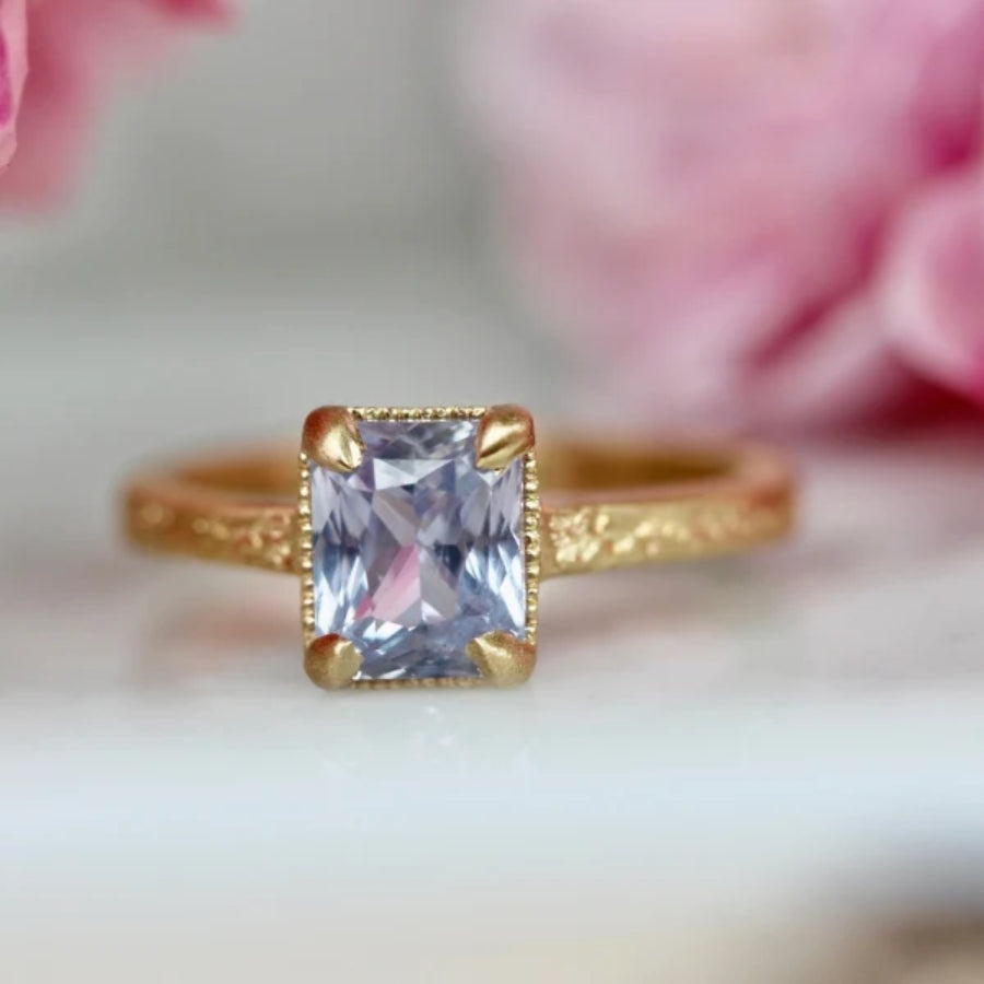 Princess Cut Small Sapphire Preset Engagement Ring In 14K Rose Gold |  Fascinating Diamonds