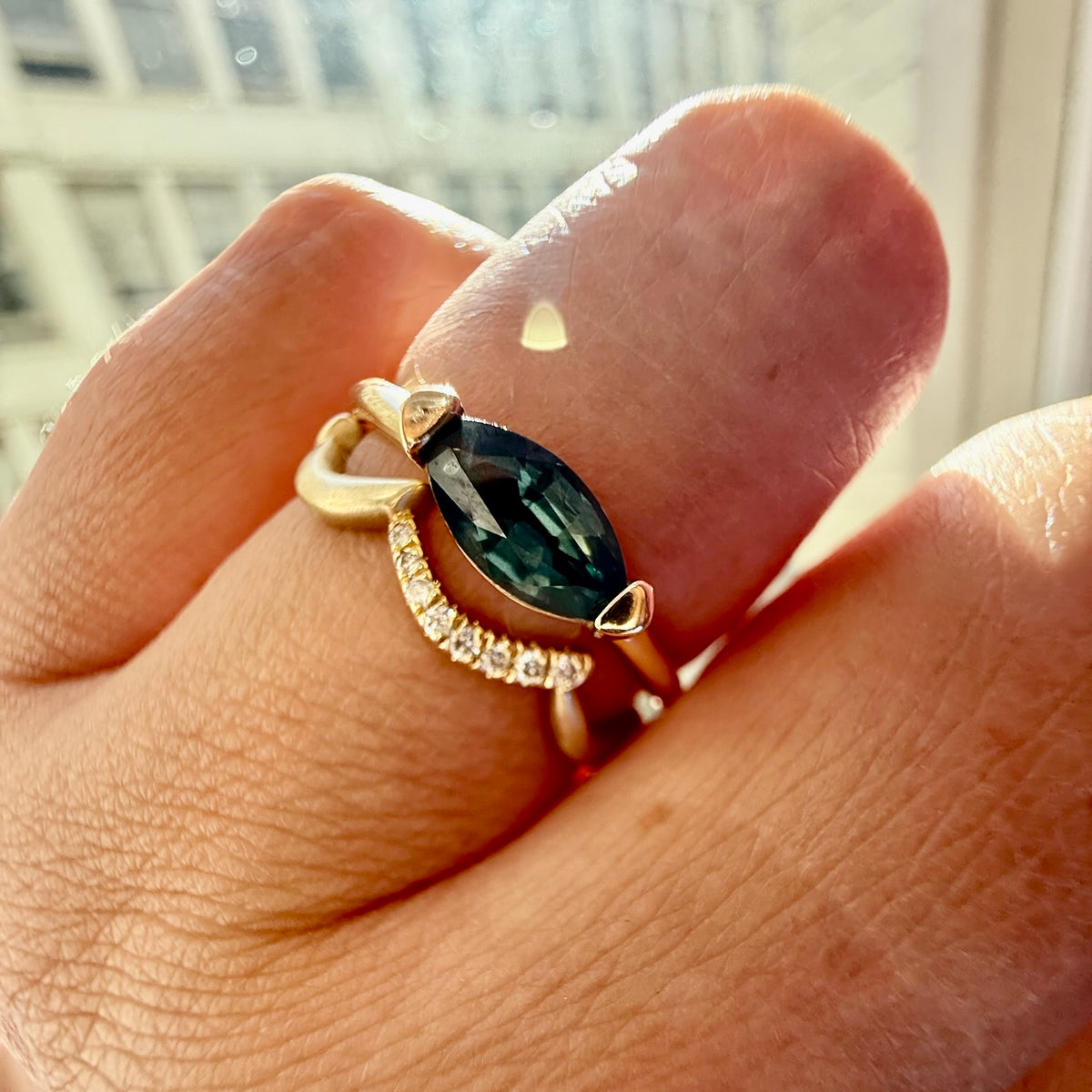 
            Bae Watch Blue Marquise Cut Sapphire Ring