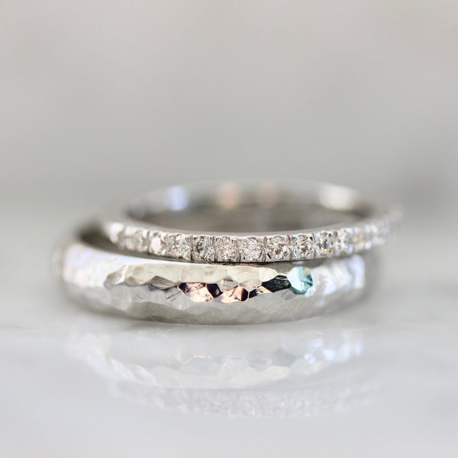 Matching_White_Gold_His_Hers_Wedding_Band_Gem_Breakfast_Custom_Hammered_Men_s_Band_Pave_Diamond_Band_2004