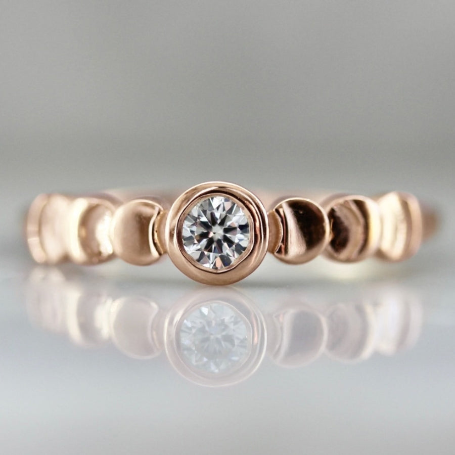 Moon Phase Diamond Ring in rose gold