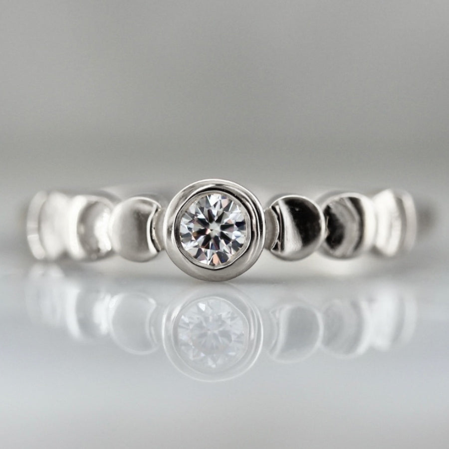 
            Moon Phase Diamond Ring in white gold