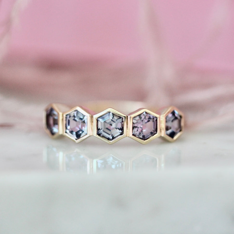 Moonstruck Purple Hexagon Cut Spinel Ring