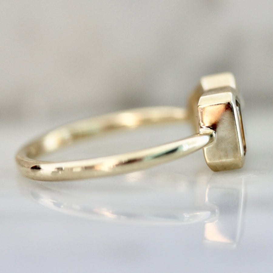 Mulder & Scully Orange-Blue Emerald Cut Montana Sapphire Ring