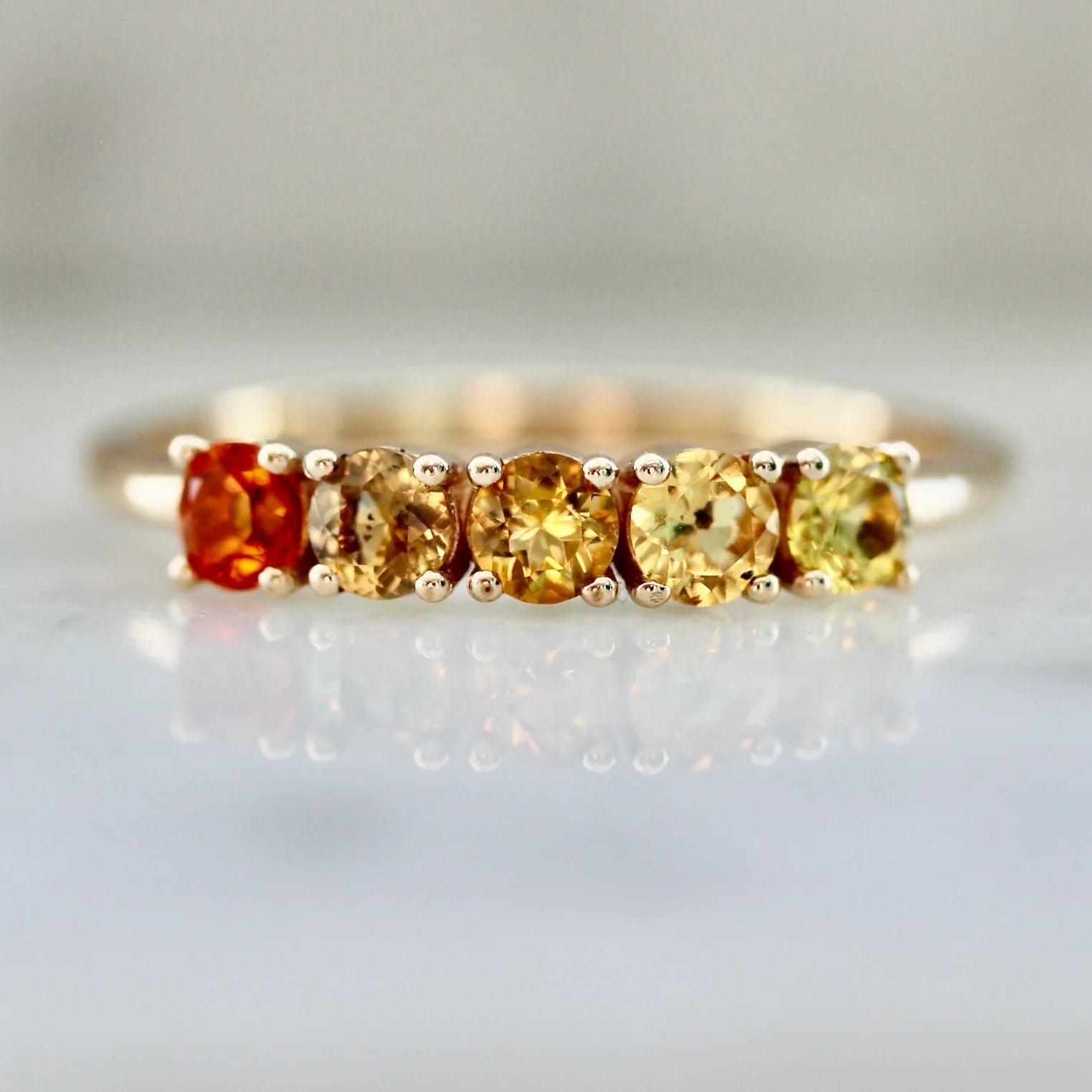4048 - Ombe Yellow Five stone sapphire band