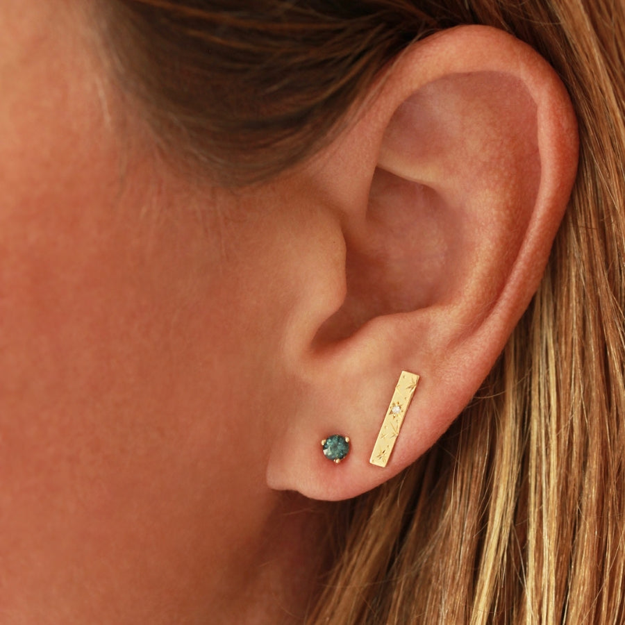
            Orion Engraved Diamond Bar Earrings