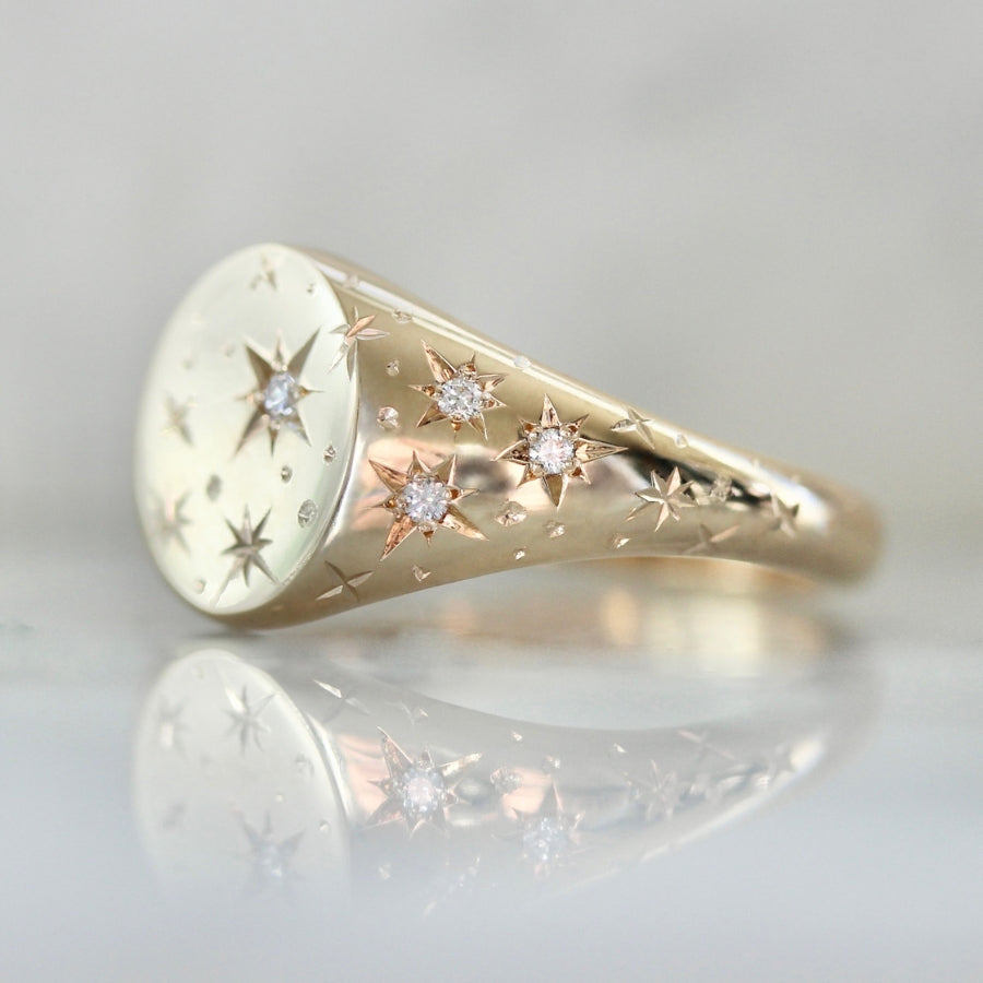 
            Orion Engraved Diamond Signet Ring