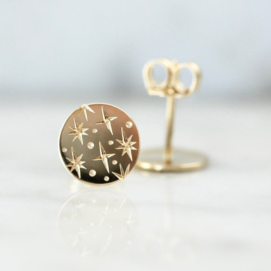 
            Orion Star Engraved Earrings