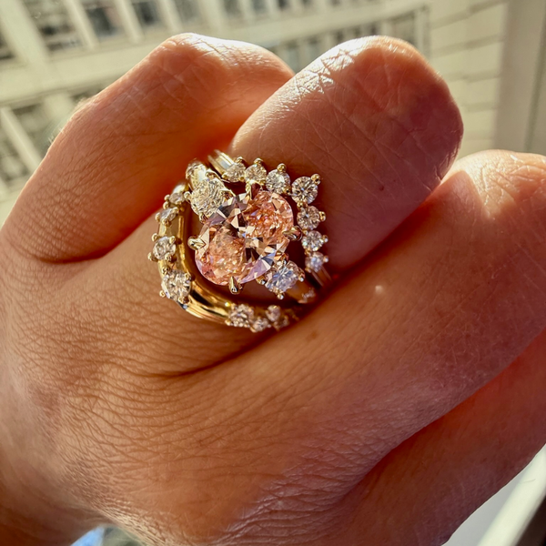 oval cut pink diamond ring