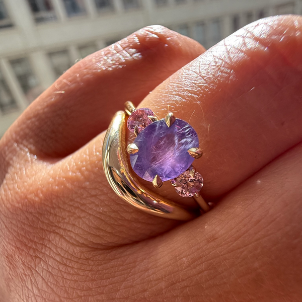 Crowd Pleaser Purple Oval Cut Opalescent Sapphire Ring