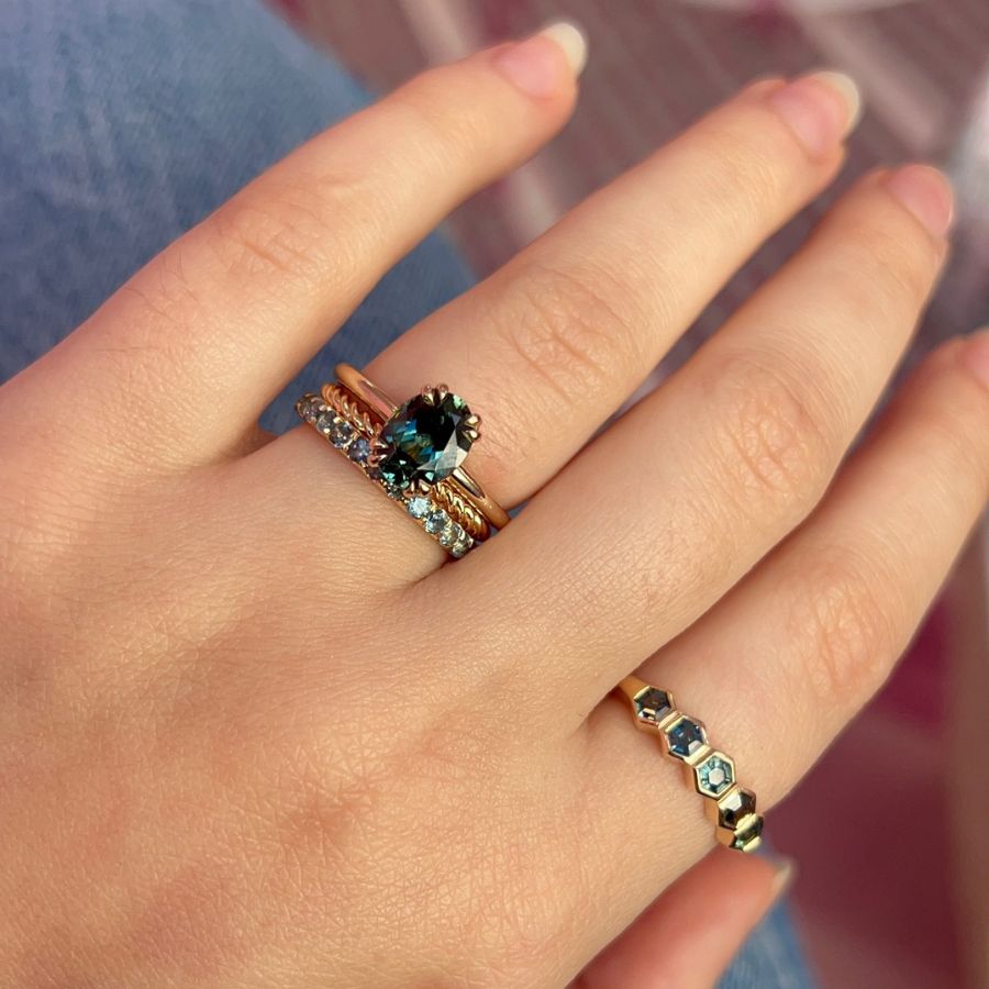 Oval Cut Parti Sapphire Ring