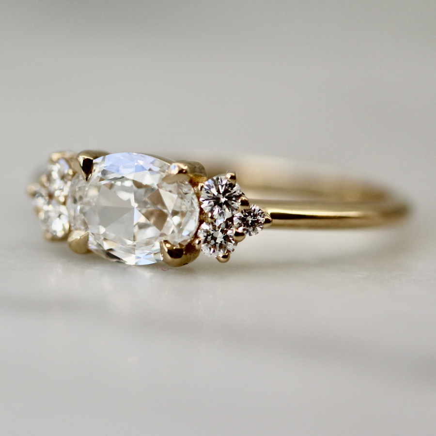 Oval Rose Cut Lab Diamond Ring