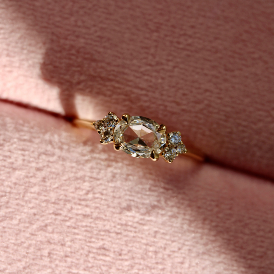 Oval Rose Cut Lab Diamond Ring