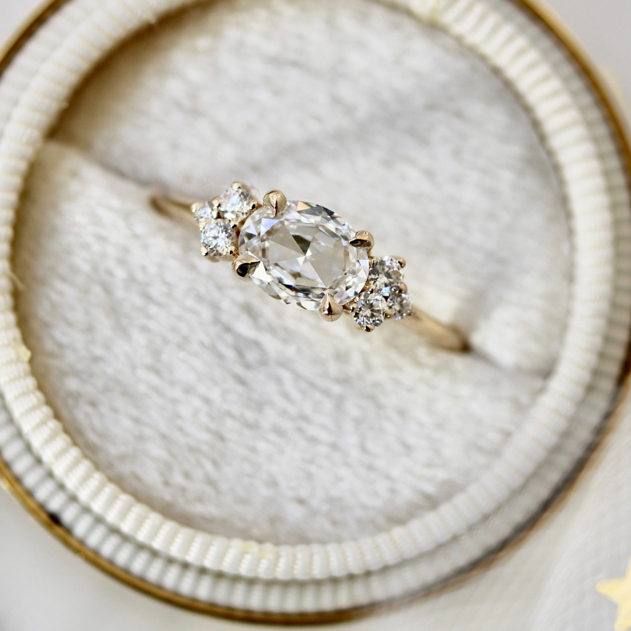 
            Oval Rose Cut Lab Diamond Ring