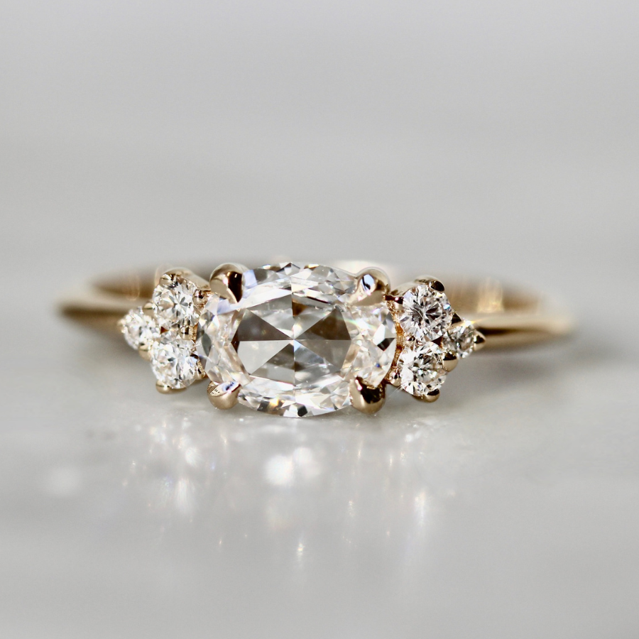 
            Oval Rose Cut Lab Diamond Ring