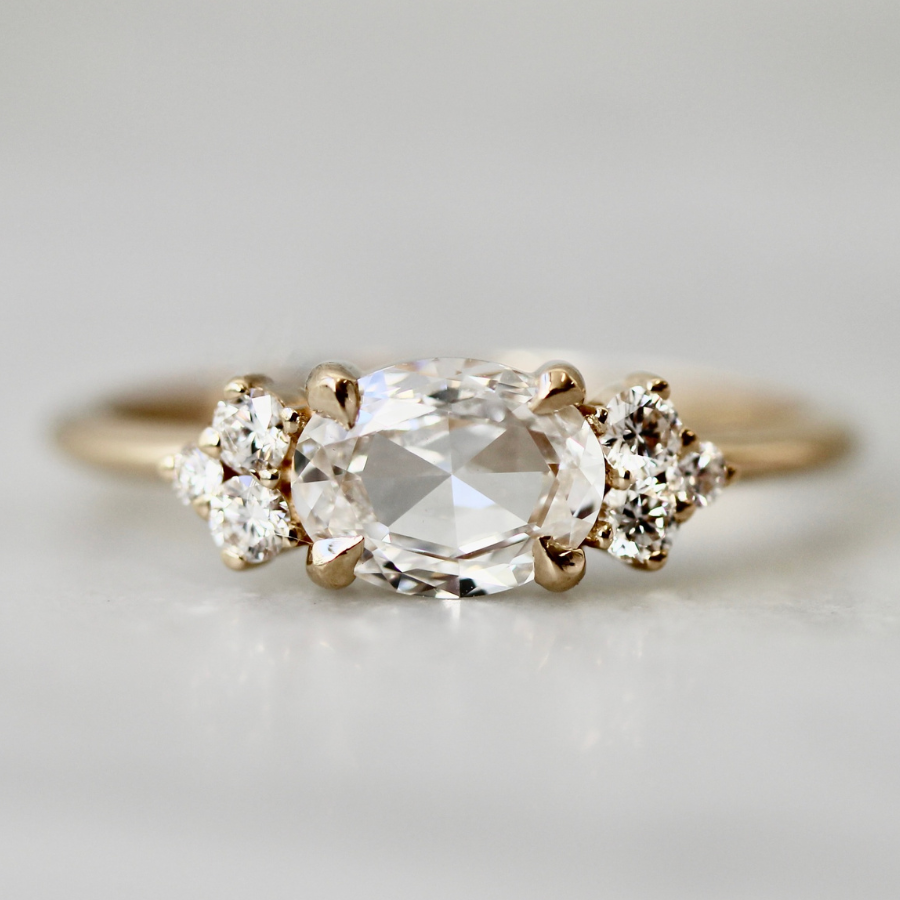 Oval Rose Cut Lab Diamond Ring