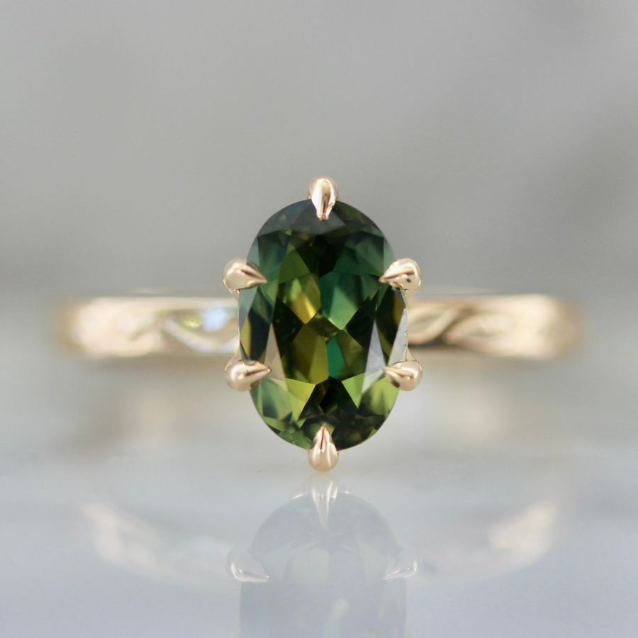 5273 Oval Cut Green Sapphire Engagement Ring
