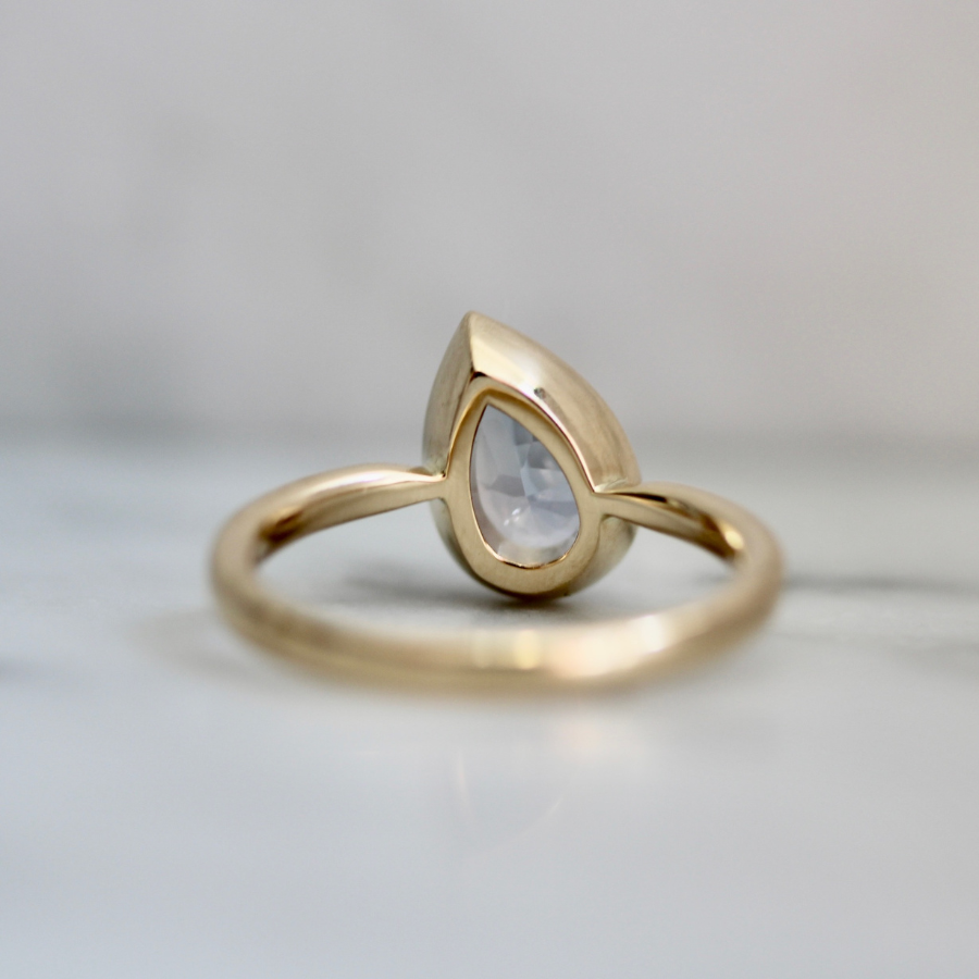 Grotto Pear Cut Blue Sapphire Ring