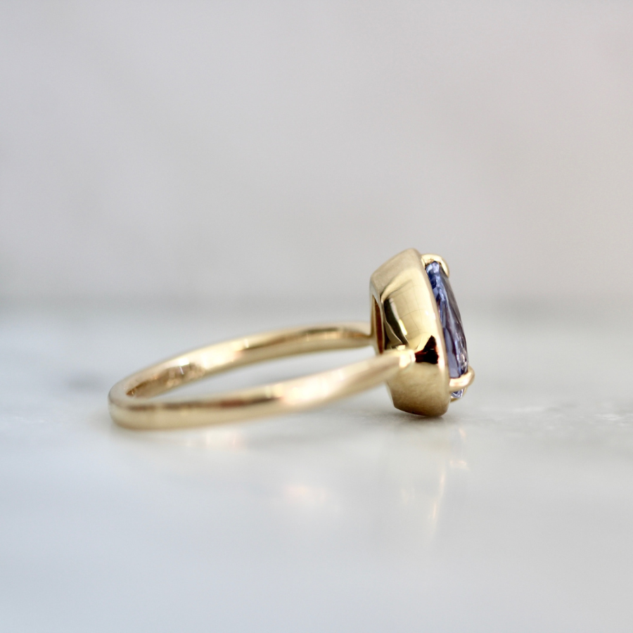 Grotto Pear Cut Blue Sapphire Ring