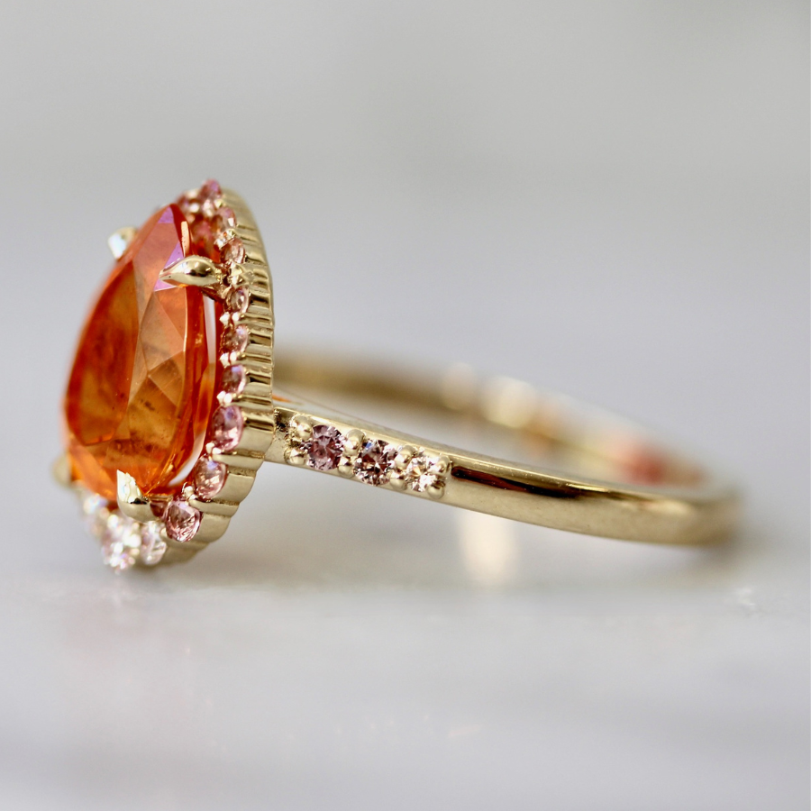 Pear Cut Spessartite Garnet Ring