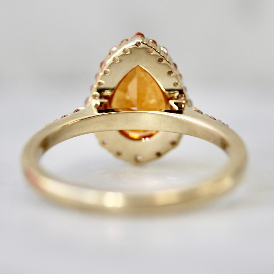 Pear Cut Spessartite Garnet Ring