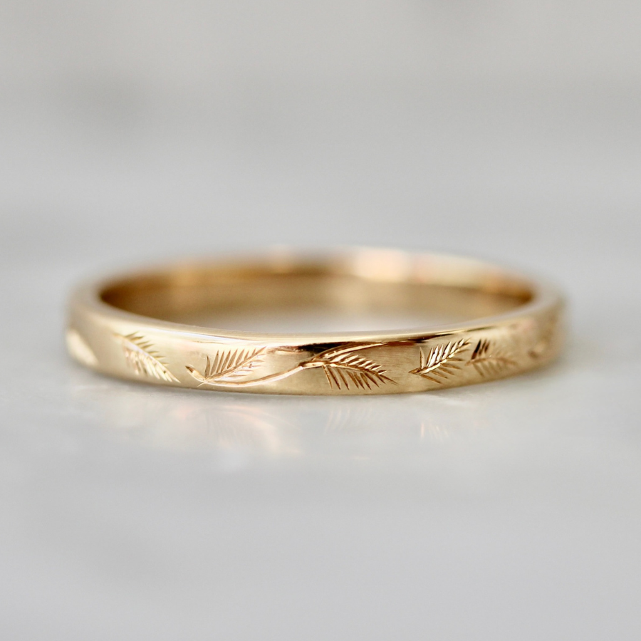 Pine Engraved Gold Band