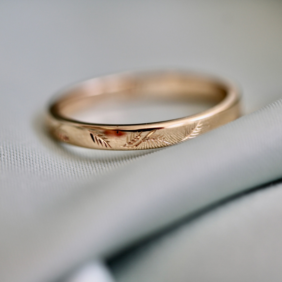 Pine Engraved Gold Band