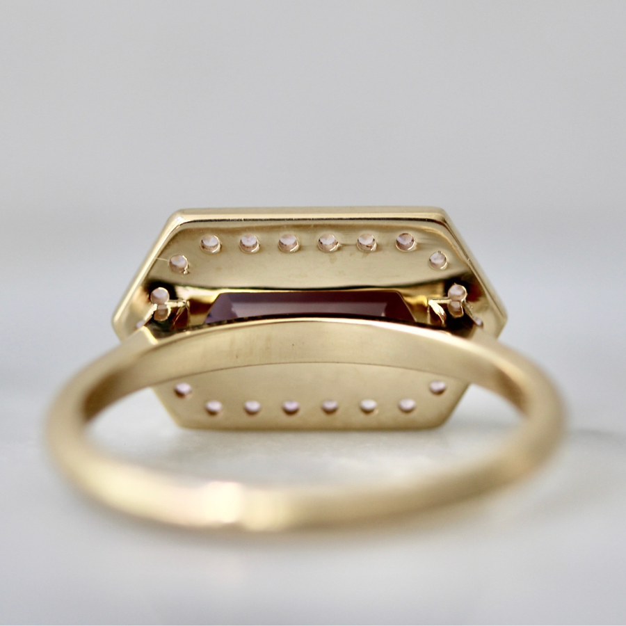 
            Pink-Purple Hexagon Cut Sapphire Ring