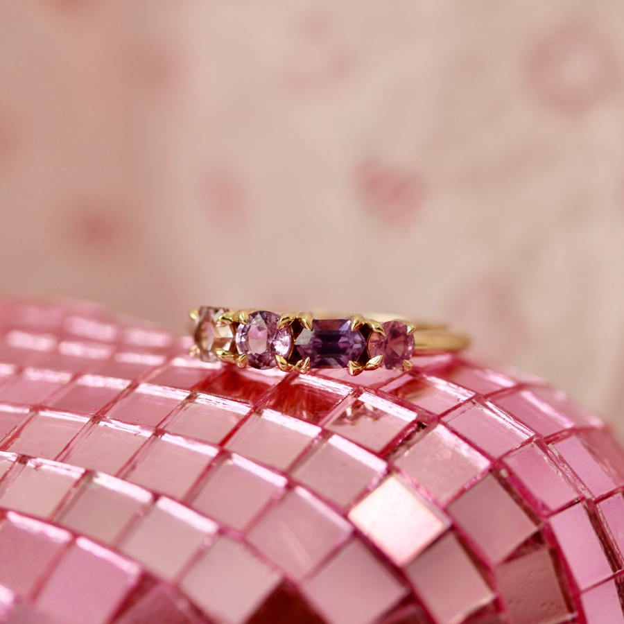 Pink-Purple Mixed Gemstone Band