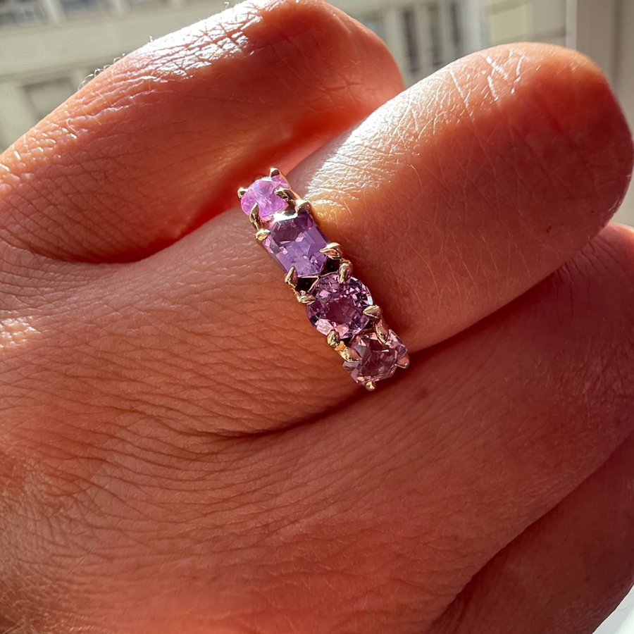 Pink-Purple Mixed Gemstone Band