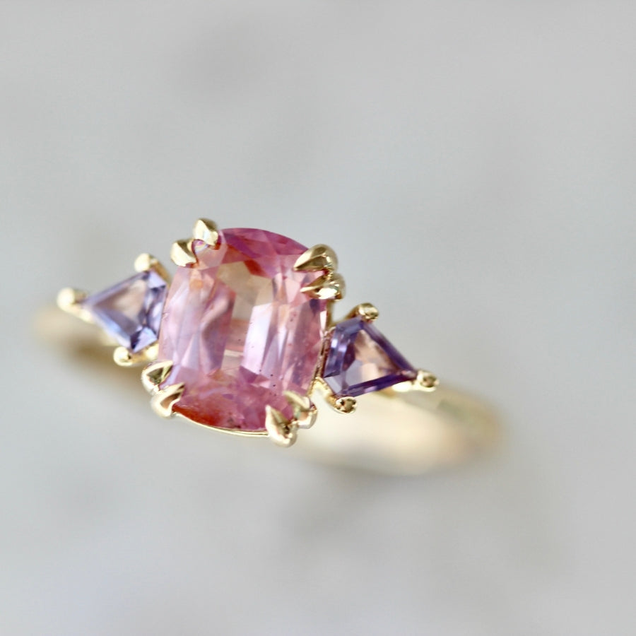 Pink 182 Cushion Cut Opalescent Sapphire Ring