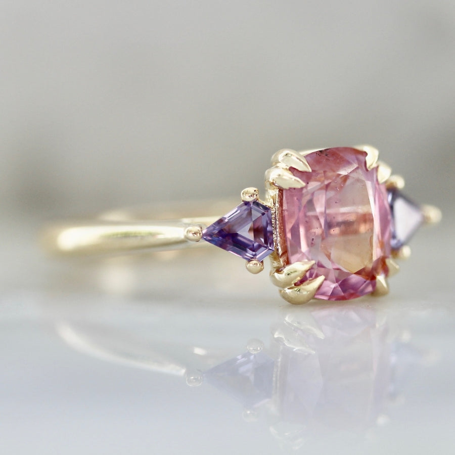 
            Pink 182 Cushion Cut Opalescent Sapphire Ring