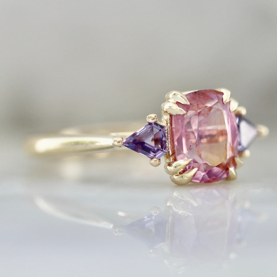 Pink 182 Cushion Cut Opalescent Sapphire Ring