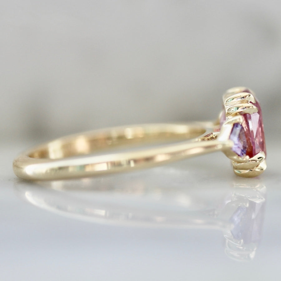 Pink 182 Cushion Cut Opalescent Sapphire Ring