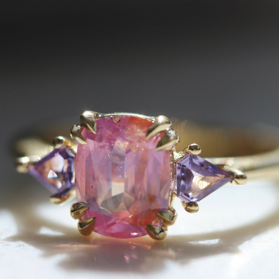 Pink 182 Cushion Cut Opalescent Sapphire Ring