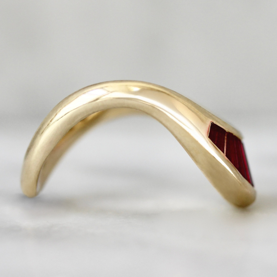 ombré baguette cut sapphire ring