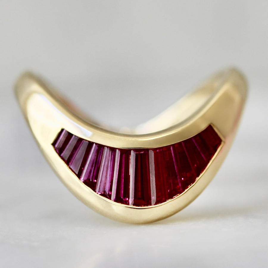 ombré baguette cut sapphire ring