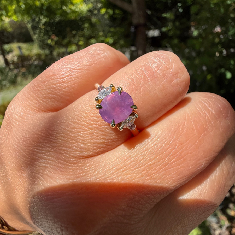 Cushion Cut Pink Sapphire Ring