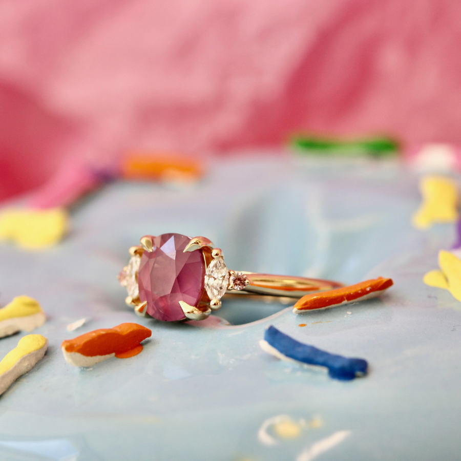 Cushion Cut Pink Sapphire Ring